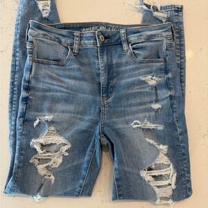American Eagle Outfitters Women's Ripped Light Blue Skinny Jeans